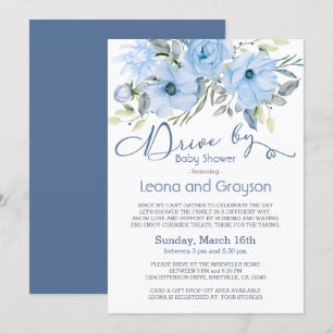 Invitation Conduite Par Baby shower Couleur D'Aquarelle Bleue