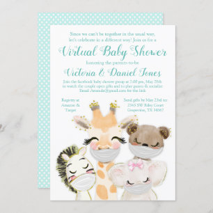 Invitation Conduite Par Baby shower Courrier Bébé Animaux Mas