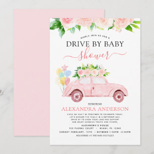Invitation Conduite Par Baby shower Floral Rose