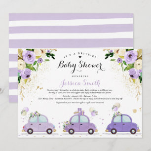 Invitation Conduite Par Baby shower Lilac Baby shower Floral