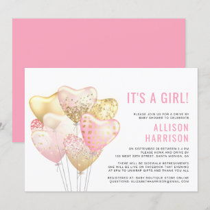 Invitation Conduite Par Bébé Fille Douche Parties scintillant