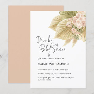 Invitation Conduite Par Boho Floral Pampas Palm Blush Baby sh