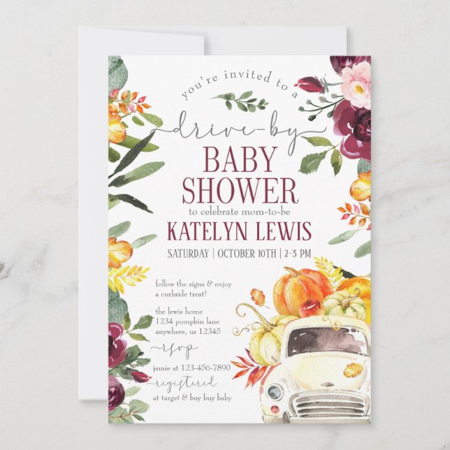 Invitation Conduite Par Bourgogne Citrouille Baby shower Invi (Devant)