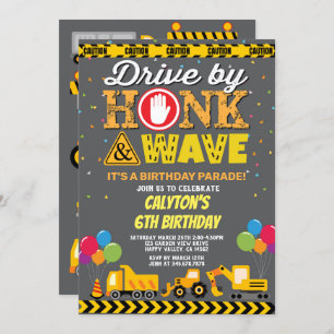 Invitation Conduite Par Boy Birthday Parade Camions De Constr