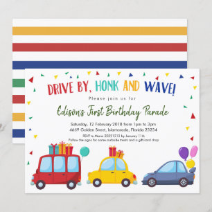 Invitation Conduite par défilé de la fête d'anniversaire des