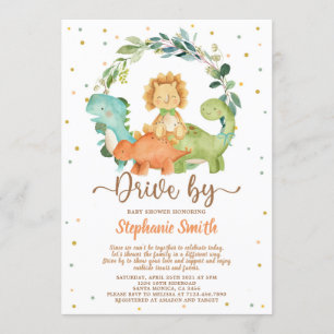 Invitation Conduite Par Dinosaurs Boy Baby shower