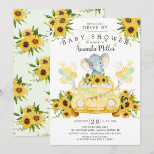 Invitation Conduite par Elephant Neutral Baby shower Invitati