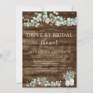 Invitation Conduite par Fête des mariées Eucalyptus Bois rust
