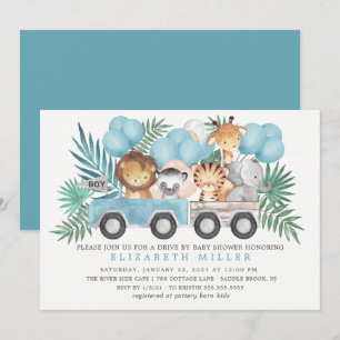Invitation Conduite Par Jungle Animaux Baby shower Garçons