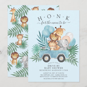 Invitation Conduite Par Jungle Animaux Baby shower Garçons