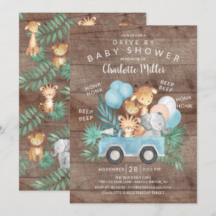 Invitation Conduite Rustique Par Jungle Animaux Baby shower G