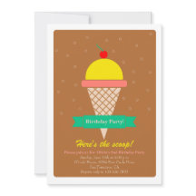 Cone crème glacée et ruban - anniversaire invitati