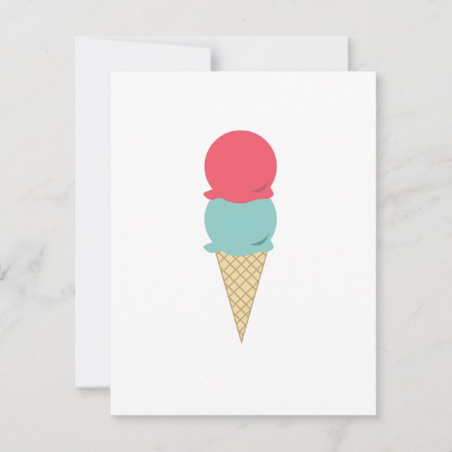 Invitation Cône de crème glacée Whimsical Double Scoop (Devant)