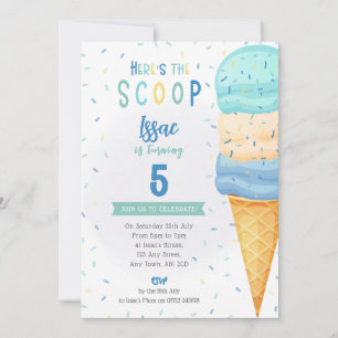 Invitation Cône de Glace pour Garçons - Glace Bleu