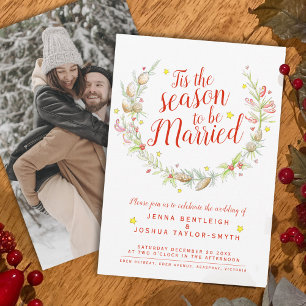 Invitation Cône de mariage d'hiver rouge baies étoile
