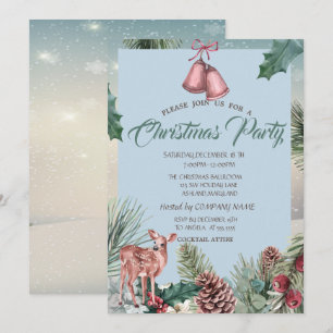 Invitation Cônes de pin Baies de houx, Soirée de Noël de la s