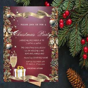 Invitation Cônes de pin,cloches,boules,verre,Entreprise de No