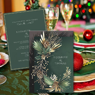 Invitation Cônes de pin de mariage d'hiver avec aiguilles de 