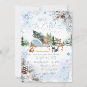 Invitation Cônes de pin Flocon de neige bleu Camion Fête de b