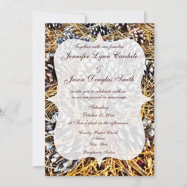 Invitation Cônes rustiques de pin de Camo de pays épousant (Devant)