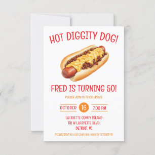Invitation Coney Hot Dog, Coney Island Detroit fête d'anniver