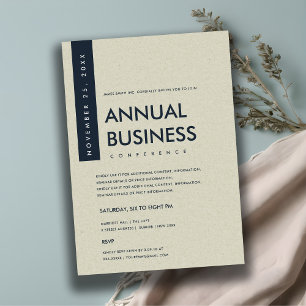 INVITATION CONFÉRENCE ÉVÉNEMENTIELLE NAVY BLANC KRAFT MINIMAL