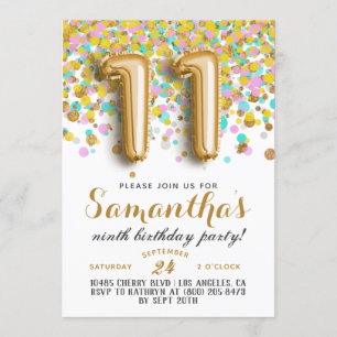 Invitation Confetti 11e anniversaire