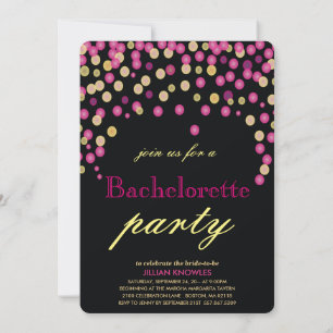 Invitation Confetti Bachelorette Faux Parties scintillant Ros