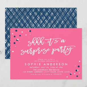 Invitation Confetti bleu rose C'est un anniversaire de fête s