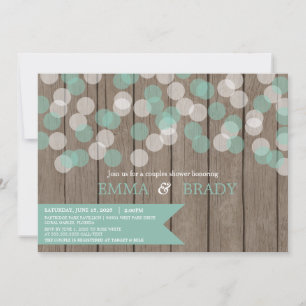 Invitation Confetti Bois Rustique Couples Douche