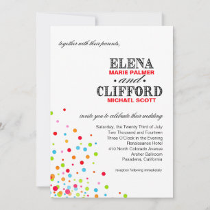 Invitation Confetti Celebration Mariage multicolore