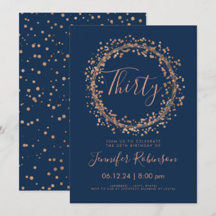 Invitation Confetti de la Gold Navy Rose du 30e anniversaire