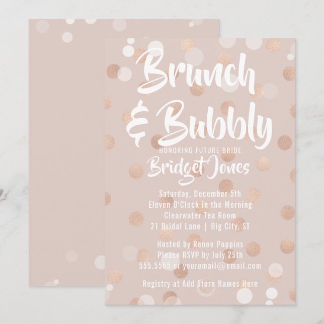 Invitation Confetti de l'invitation pour une douche nuptiale  (Devant / Derrière)