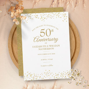 Invitation Confetti de poussière d'or pour les 50 ans