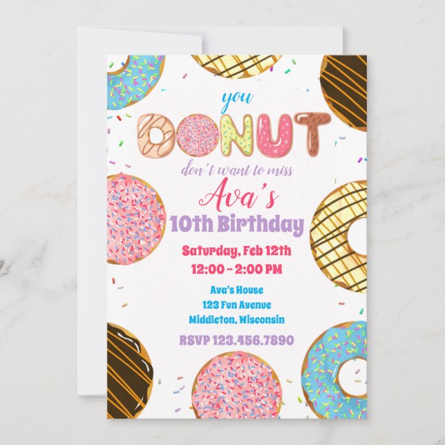 Invitation Confetti Donut Sweet Celebration Anniversaire (Devant)