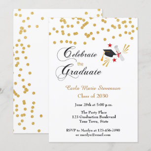 Invitation Confetti d'or de la fête des diplômés