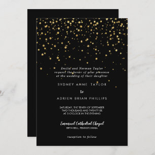 Invitation Confetti d'or   Mariage traditionnel noir