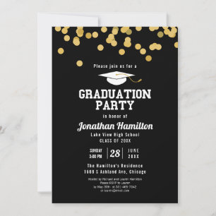Invitation Confetti d'or noir du lycée