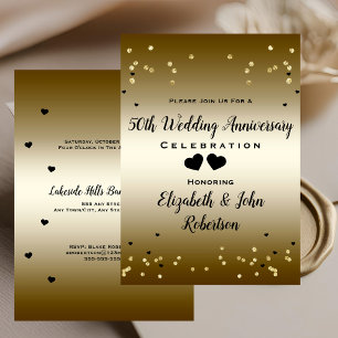Invitation Confetti Élégant pour les 50 Ans de Mariage Dorés