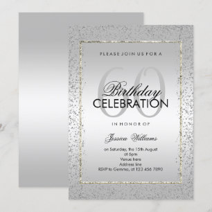 Invitation Confetti en argent élégant 60e anniversaire
