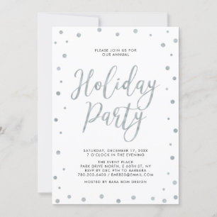 Invitation Confetti en argent   Fête de vacances simple et mo