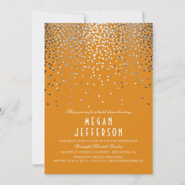 Invitation Confetti en argent - Fête des mariées de Parties s (Devant)