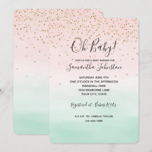 Invitation Confetti en or à la Monnaie rose-Flou de Glamme