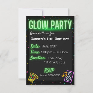 Invitation Confetti Glow Party Anniversaire de enfant Party I