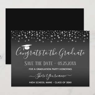 Invitation Confetti Graduation Party Enregistrer la date Invi