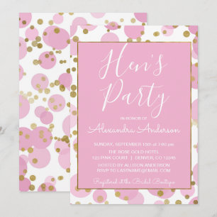 Invitation Confetti Hen's Party de Pink and Gold Foil