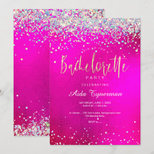 Invitation Confetti holographique du Parti de la bachelorette