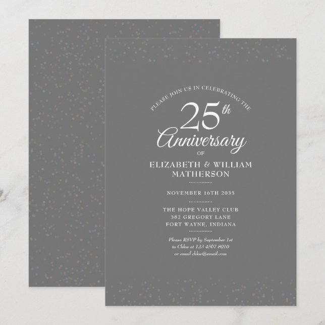 Invitation Confetti Mariage du 25e anniversaire de la poussiè (Devant / Derrière)