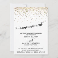 Confetti Mariage Gold reportée & Coeurs Script