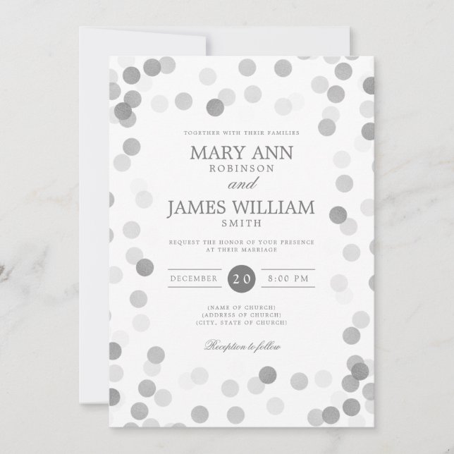 Invitation Confetti Mariage moderne simple (Devant)